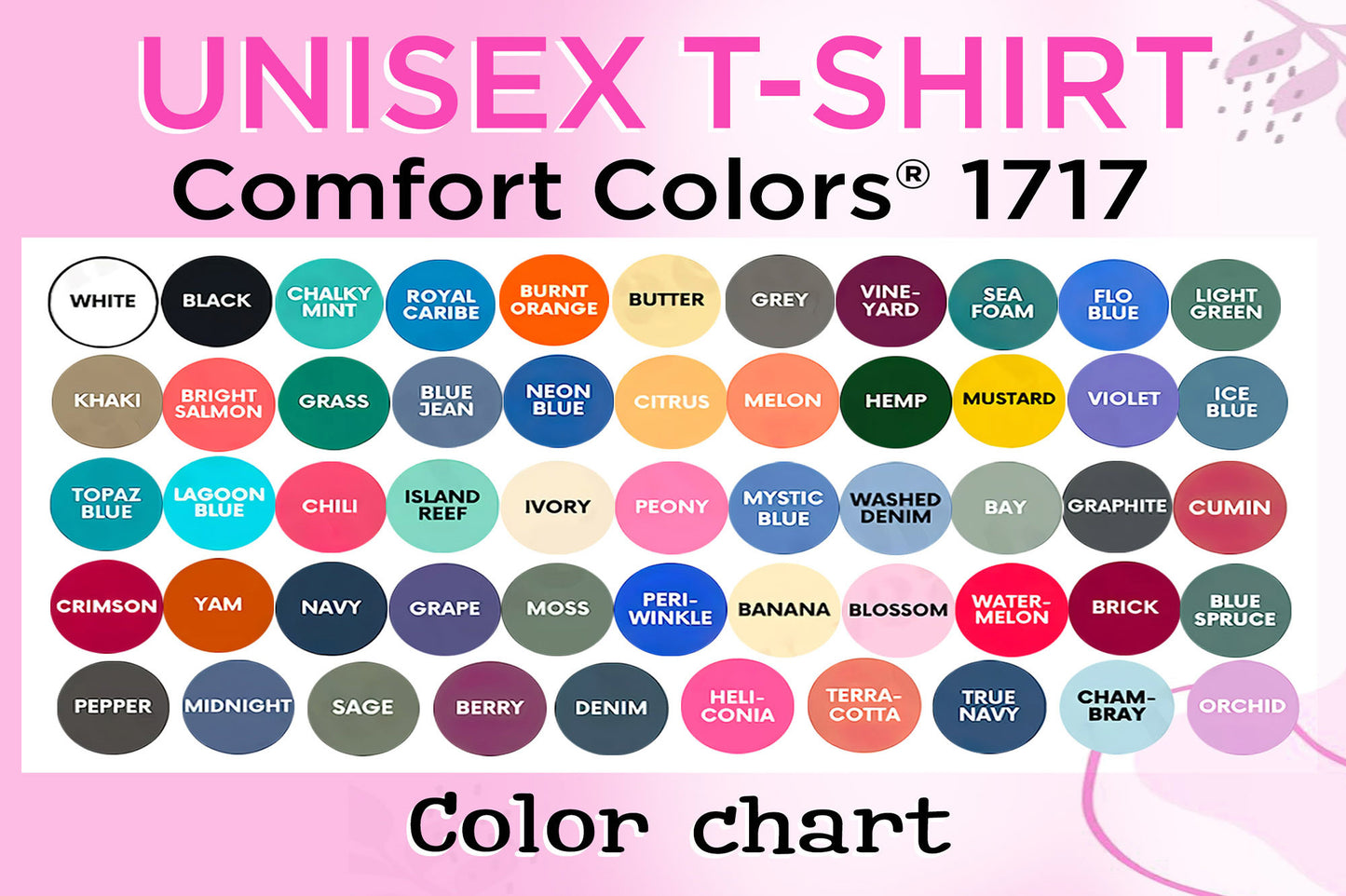 Comfort Color Color Chart
